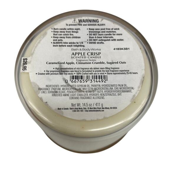Bath & Body Works APPLE CRISP 3-Wick Scented Candle NEW - Picture 4 of 4